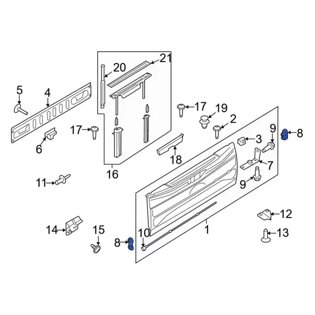 Tailgate Hinge Spacer - Ford (fl3z9943152d) - view 16