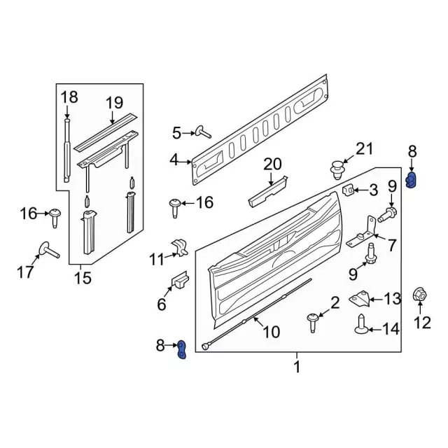 Tailgate Hinge Spacer - Ford (fl3z9943152d) - view 17