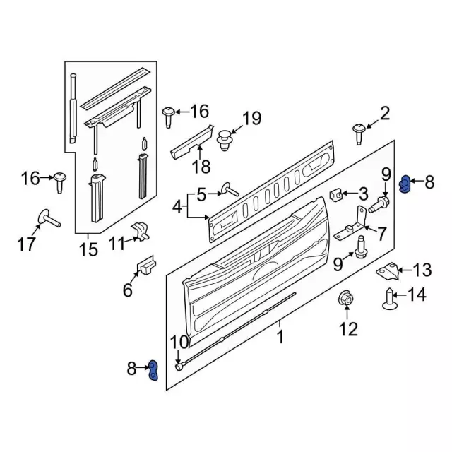 Tailgate Hinge Spacer - Ford (fl3z9943152d) - view 2