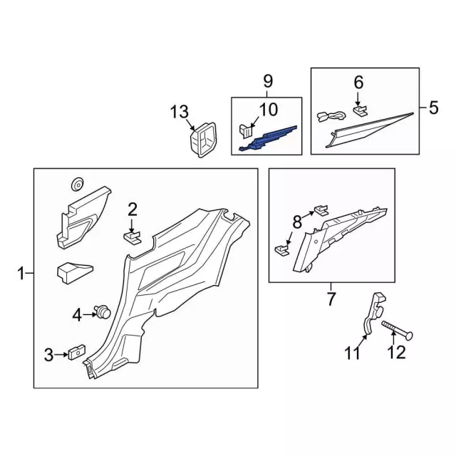 Body C-Pillar Trim Panel Bracket - Ford (fr3z63243c03c)