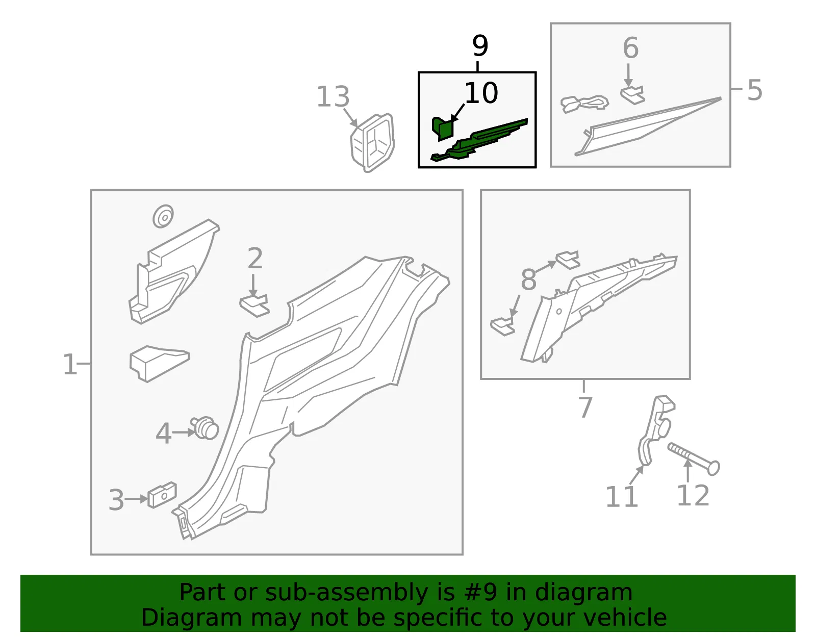 Body C-Pillar Trim Panel Bracket - Ford (fr3z63243c03c) - view 3