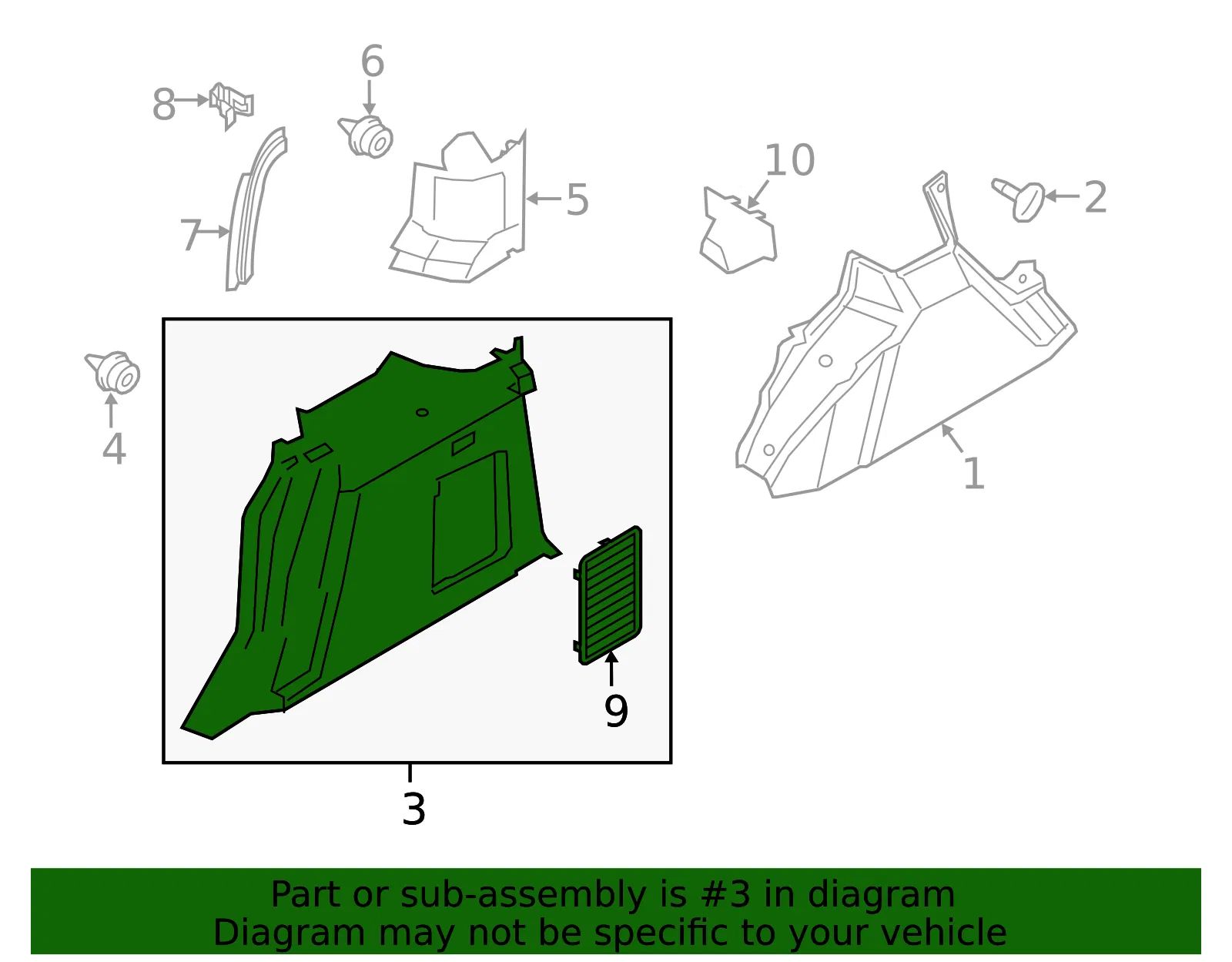Interior Quarter Panel Trim Panel - Ford (ft1z1731013ja) - view 6