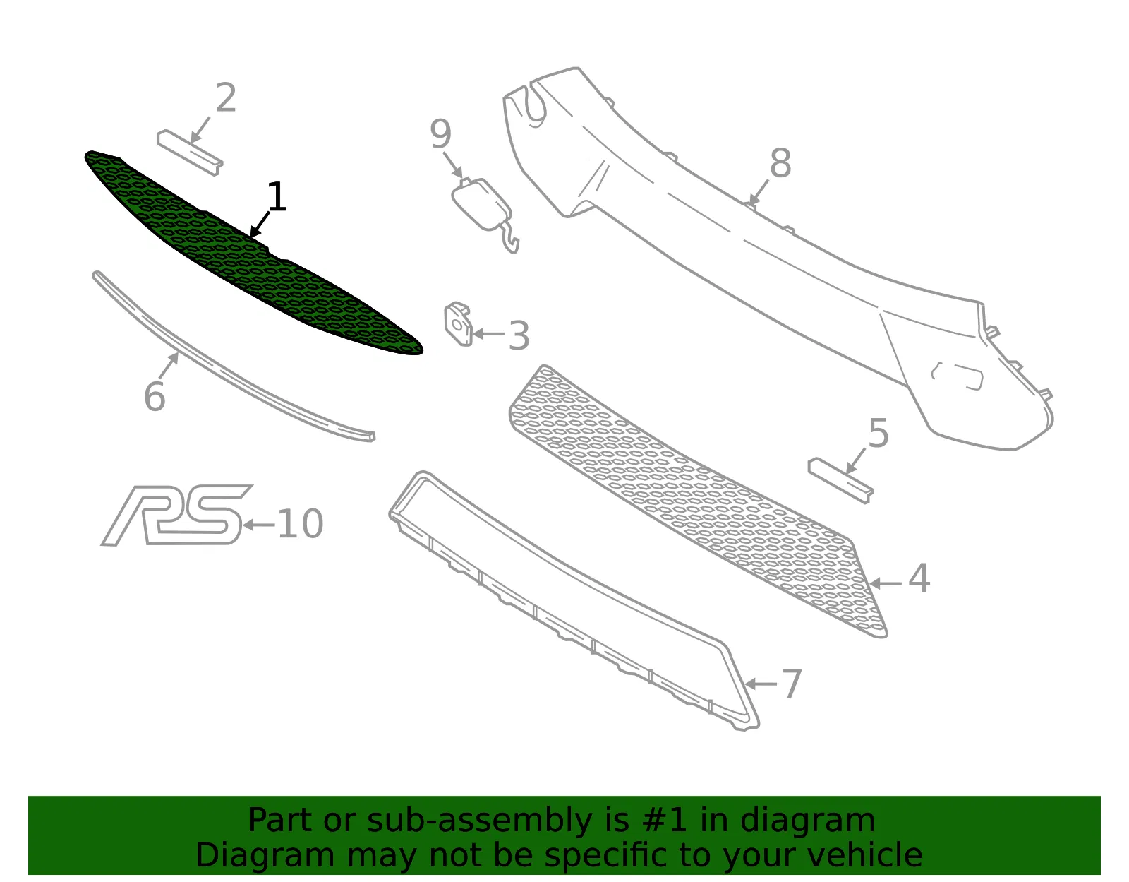 Upper Grille - Ford (g1ez8c299a) - view 6