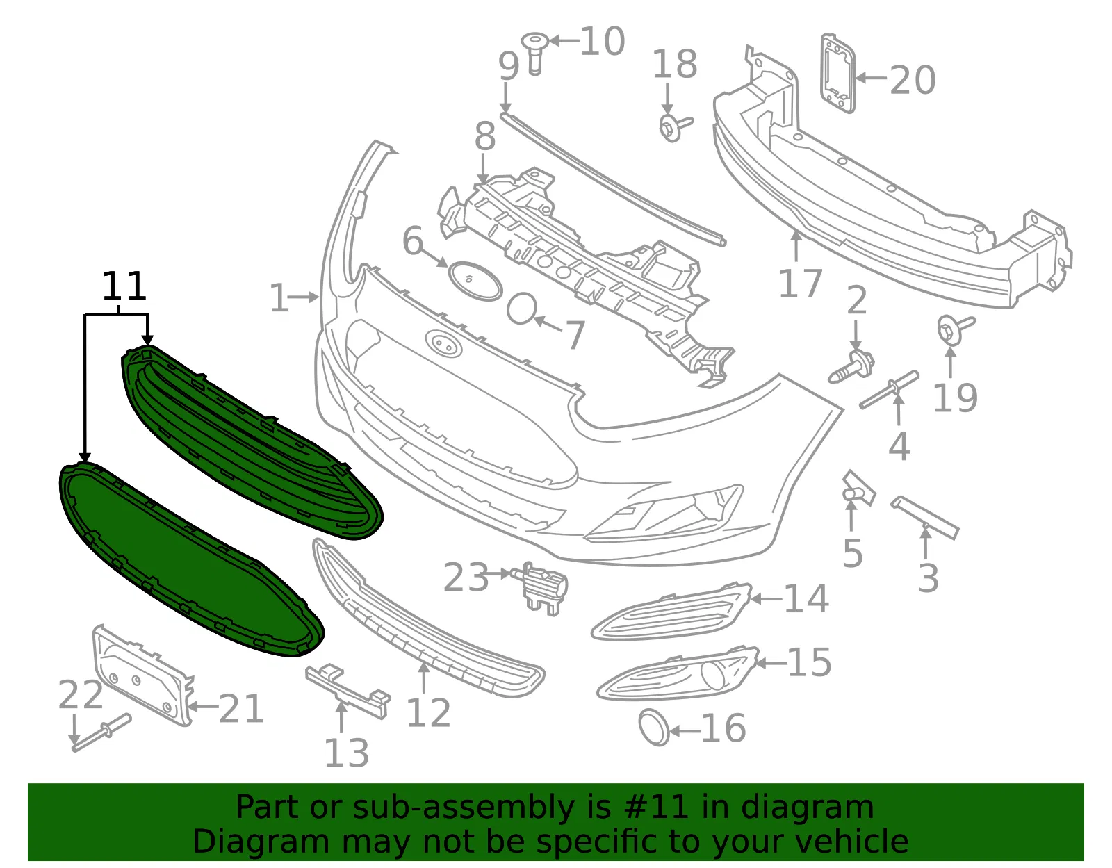 Upper Grille - Ford (g2bz17b968aa) - view 5