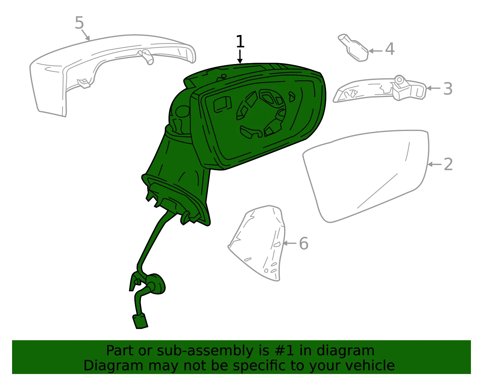 Mirror Assembly - Ford (gn1z17682x) - view 2