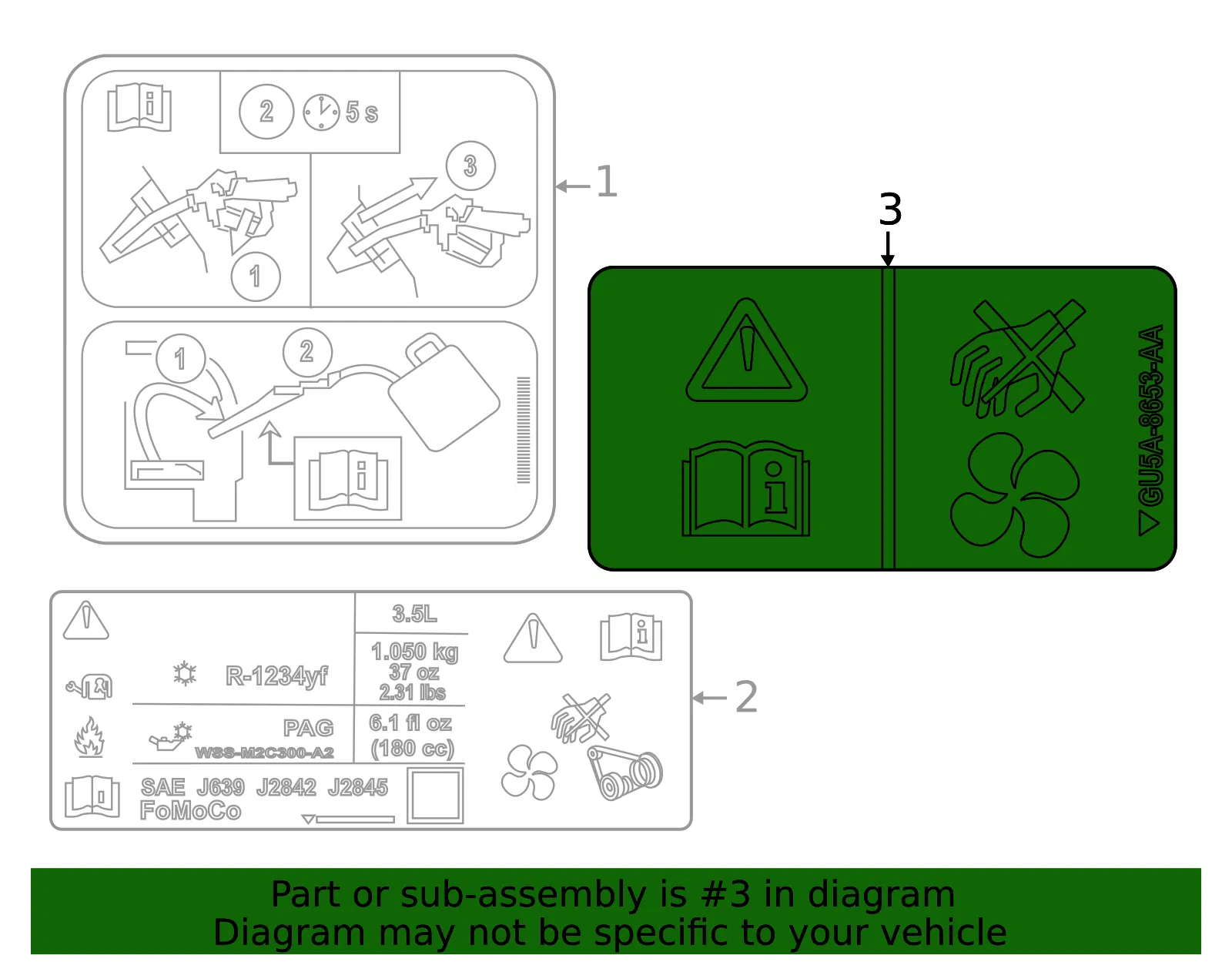 Caution Label - Ford (gu5z8653a) - view 3