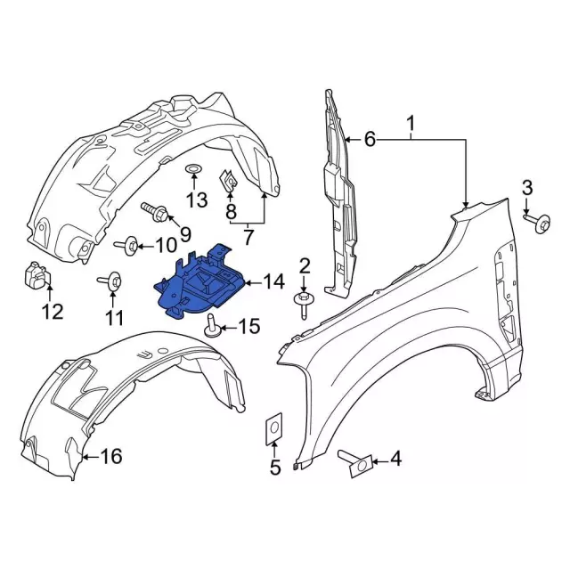 Fender Liner Support Bracket - Ford (hc3z16b116a) - view 10
