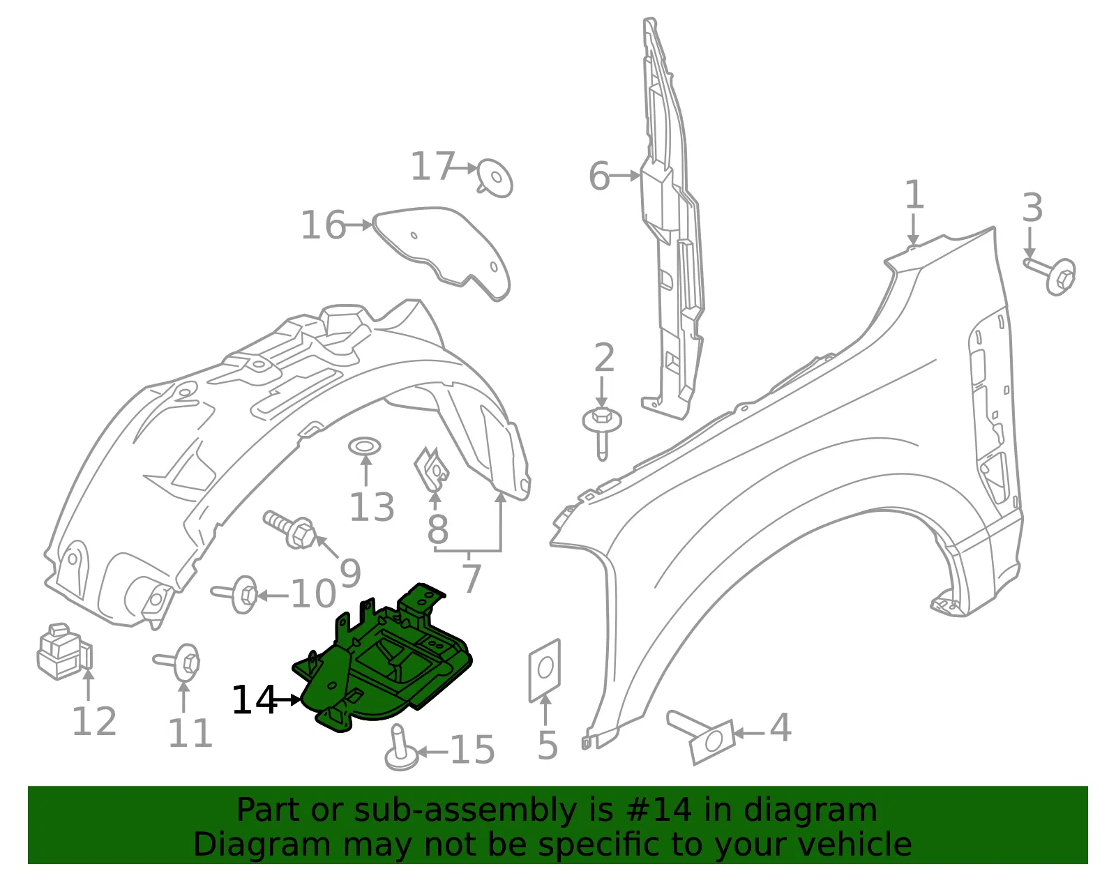 Fender Liner Support Bracket - Ford (hc3z16b116a) - view 6