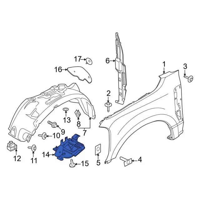 Fender Liner Support Bracket - Ford (hc3z16b116a) - view 9