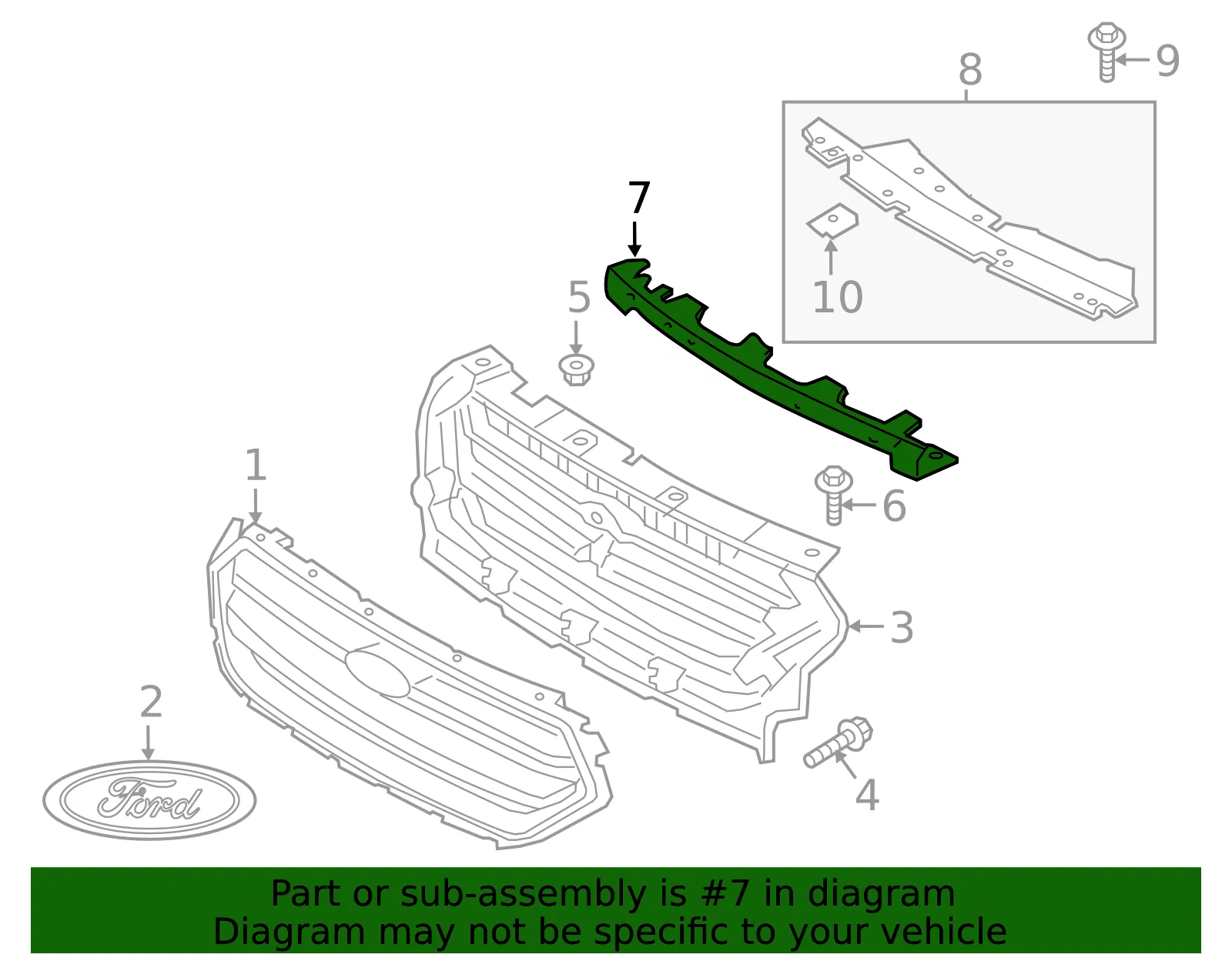 Grille Bracket - Ford (hj5z8a284a) - view 6