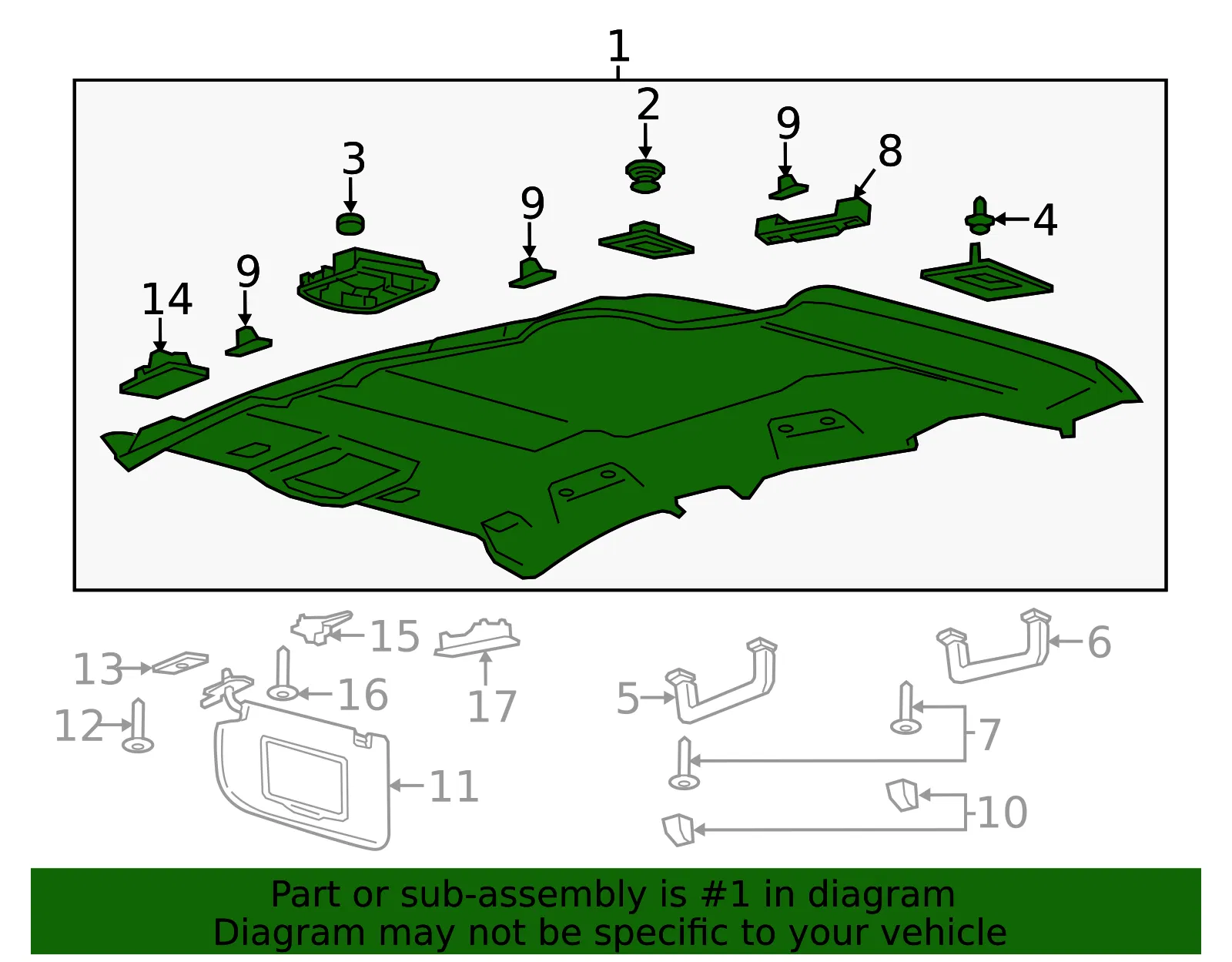 Headlining Roof - Ford (kj7z7851916hb) - view 2