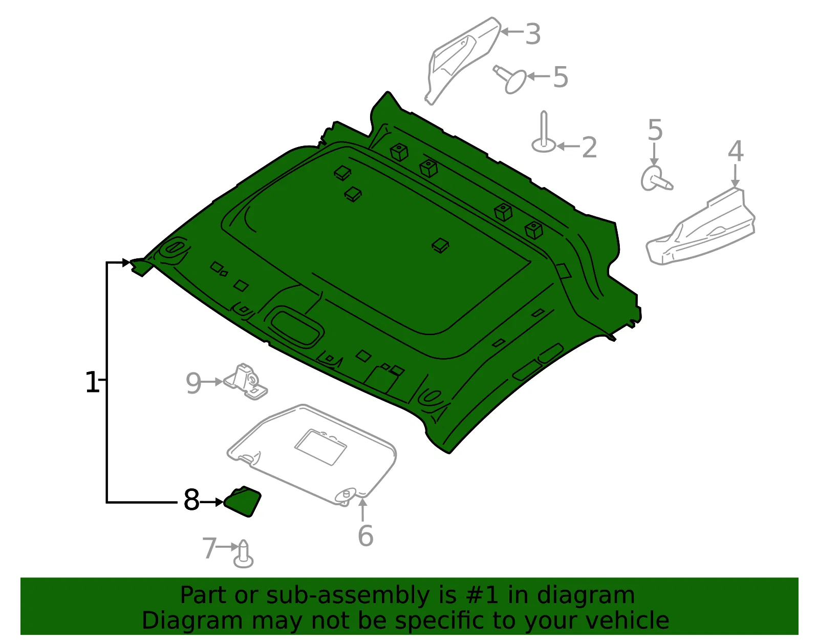Front Headliner - Ford (kt1z6151916rd) - view 3