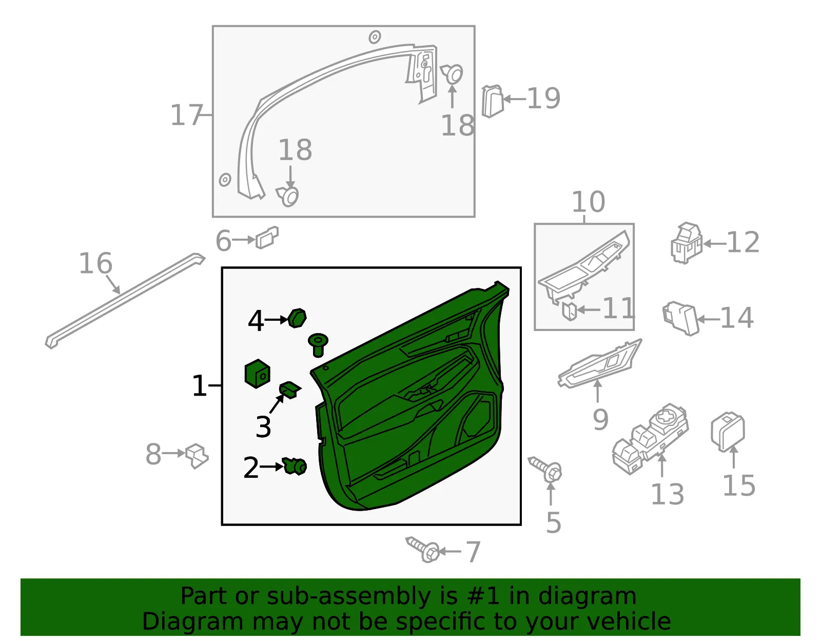 Door Interior Trim Panel - Ford (kt4z5823943ca) - view 5
