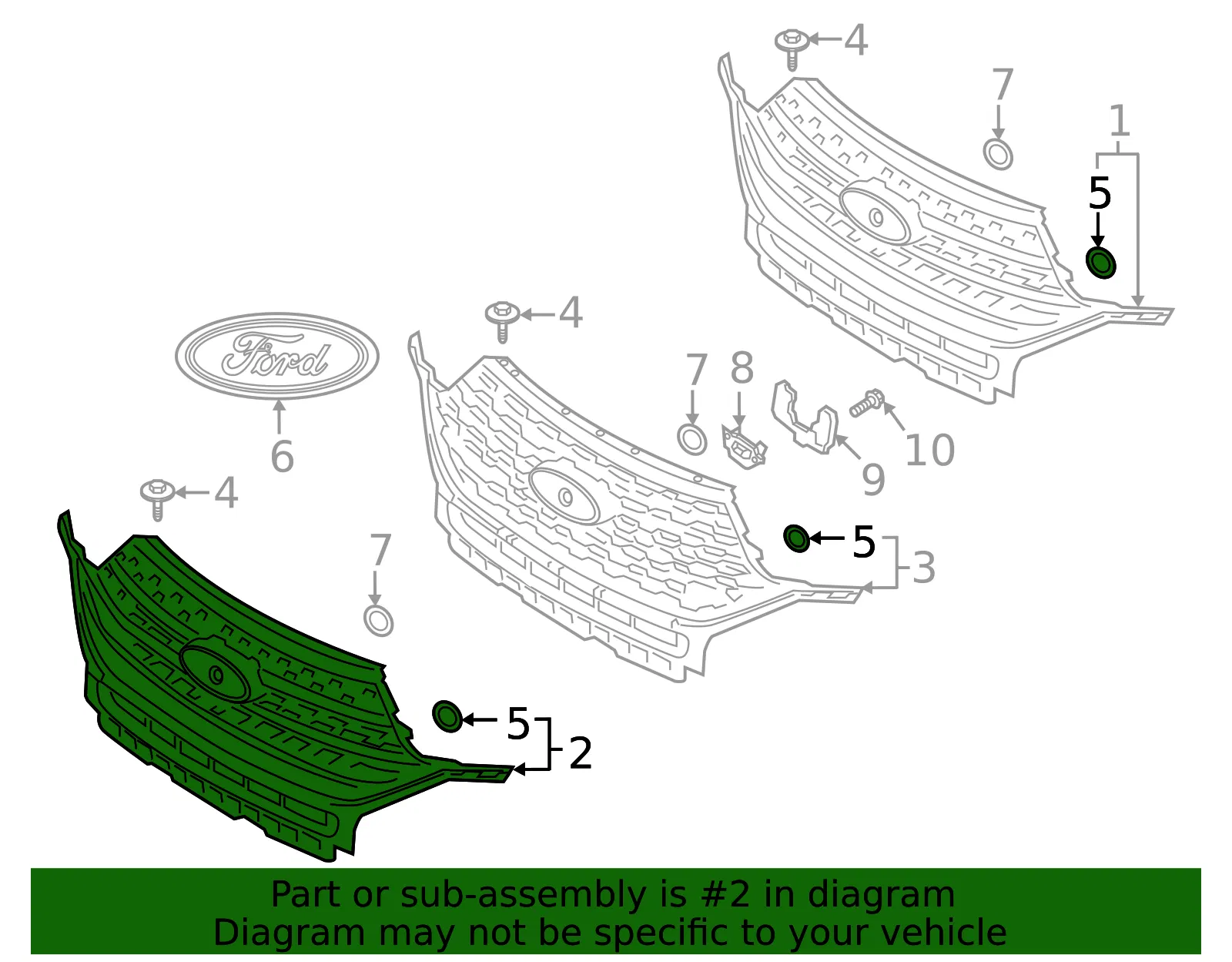 Grille - Ford (lb5z8200cd) - view 3