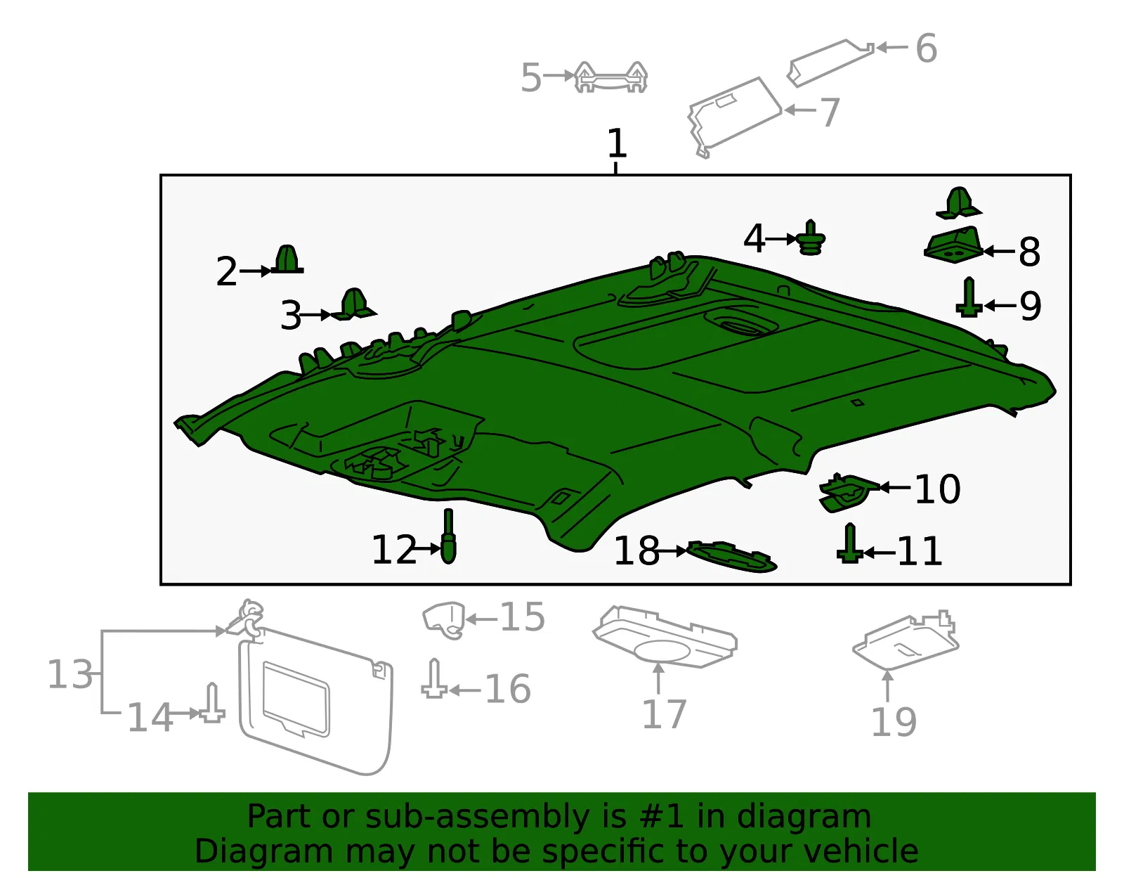 Headliner - Ford (lc3z2651944bb) - view 2