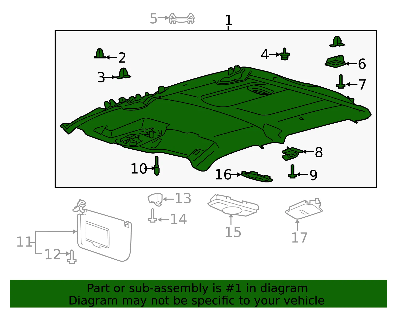 Headliner - Ford (lc3z2651944cb) - view 2