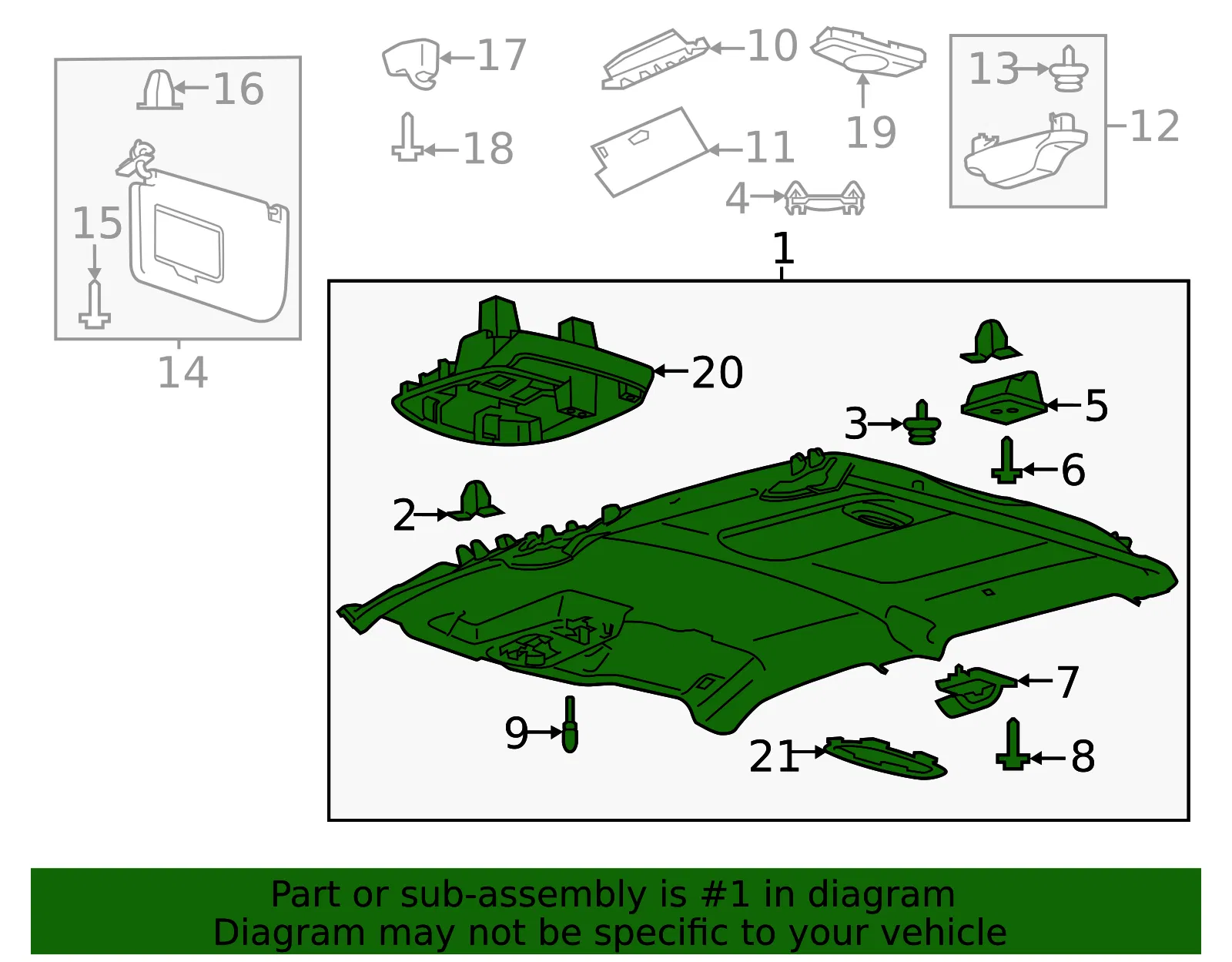 Headliner - Ford (lc3z2851944aa) - view 2