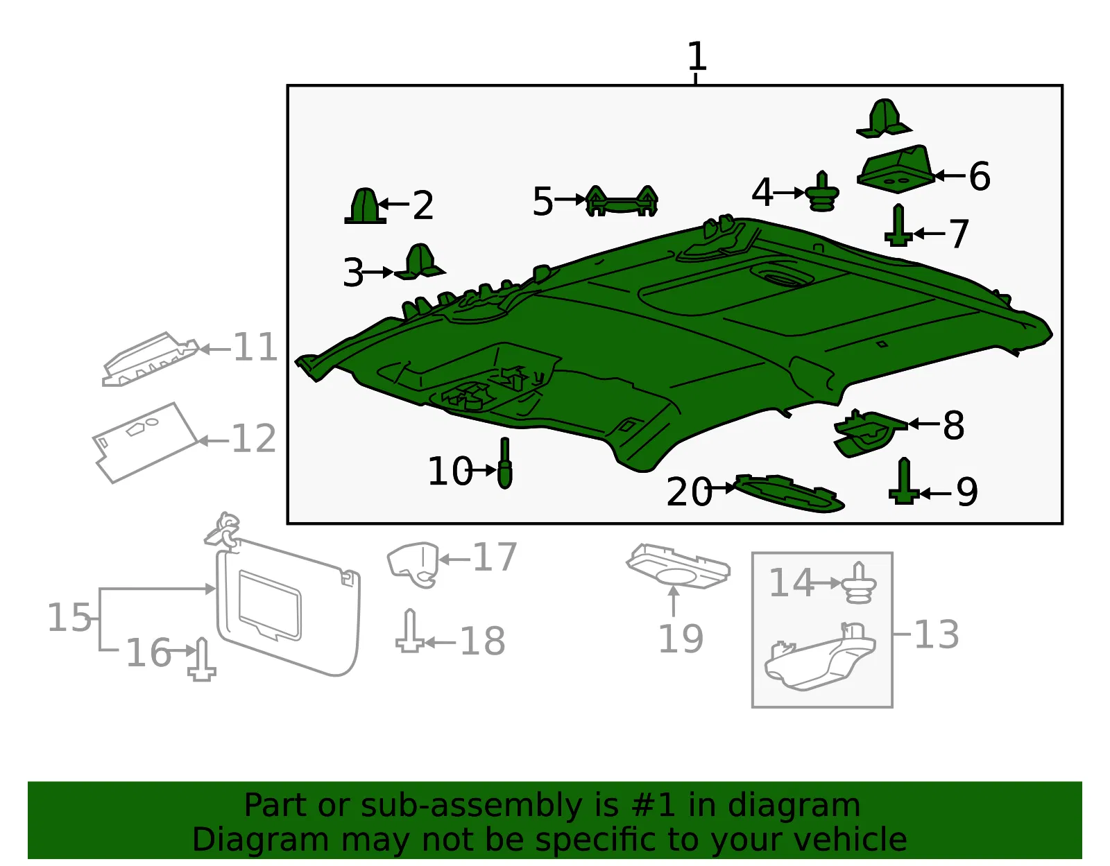 Headliner - Ford (lc3z2851944ba) - view 4