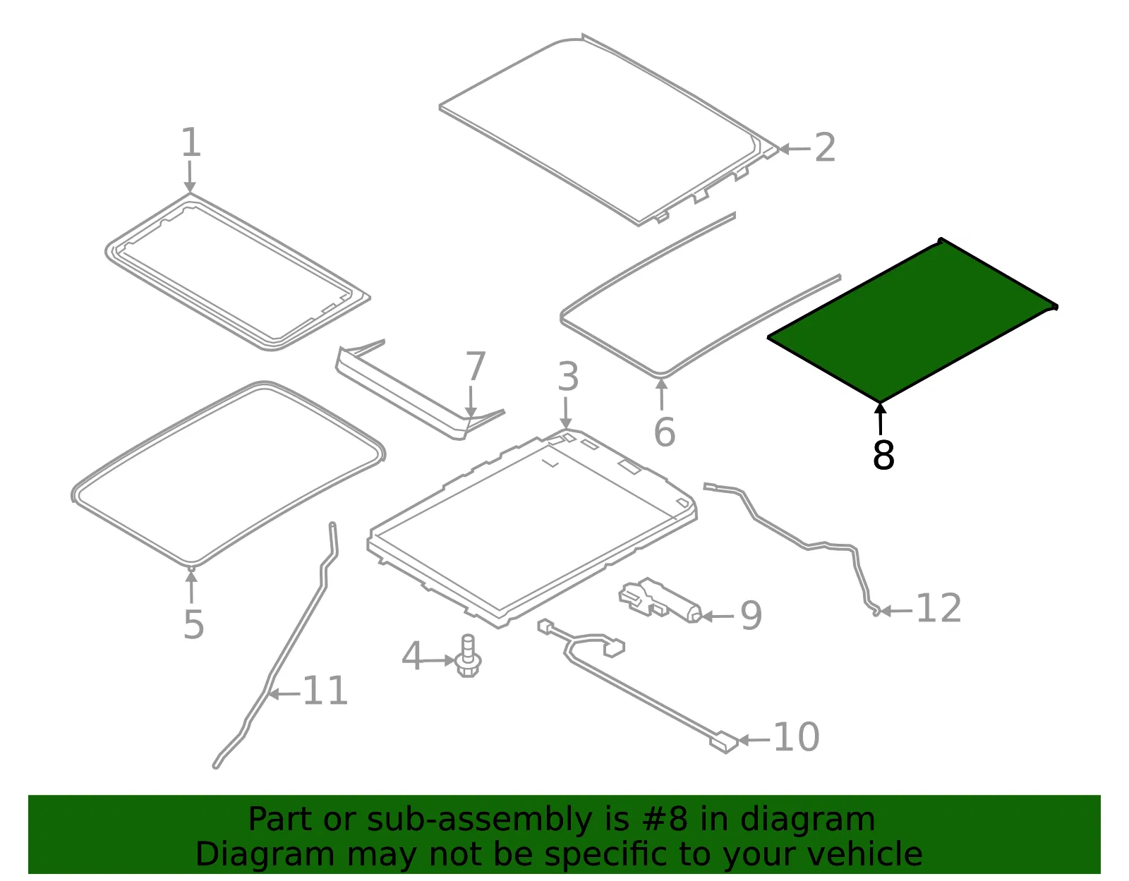 Headlining Sliding Roof Pane - Ford (lc5z78519a02ba) - view 2