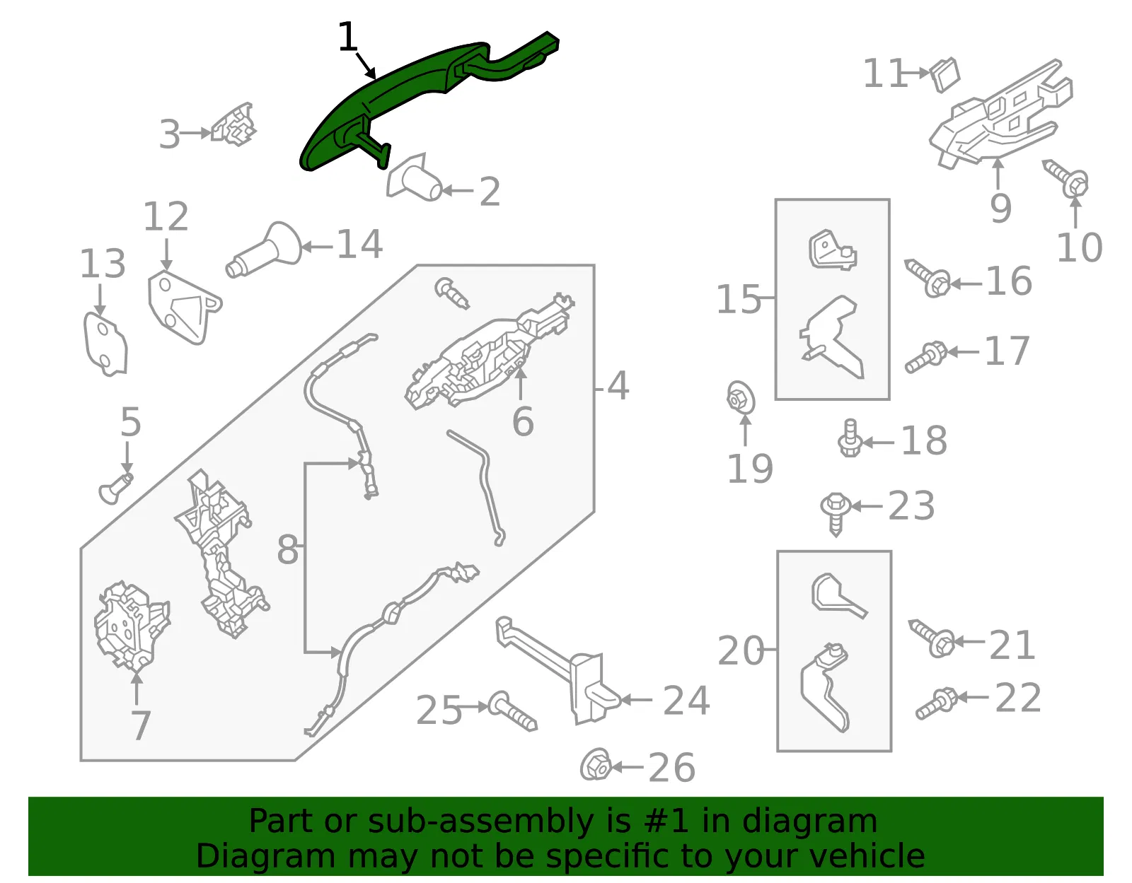 Handle Assembly Door Outer - Ford (lj7z7822405abptm) - view 2