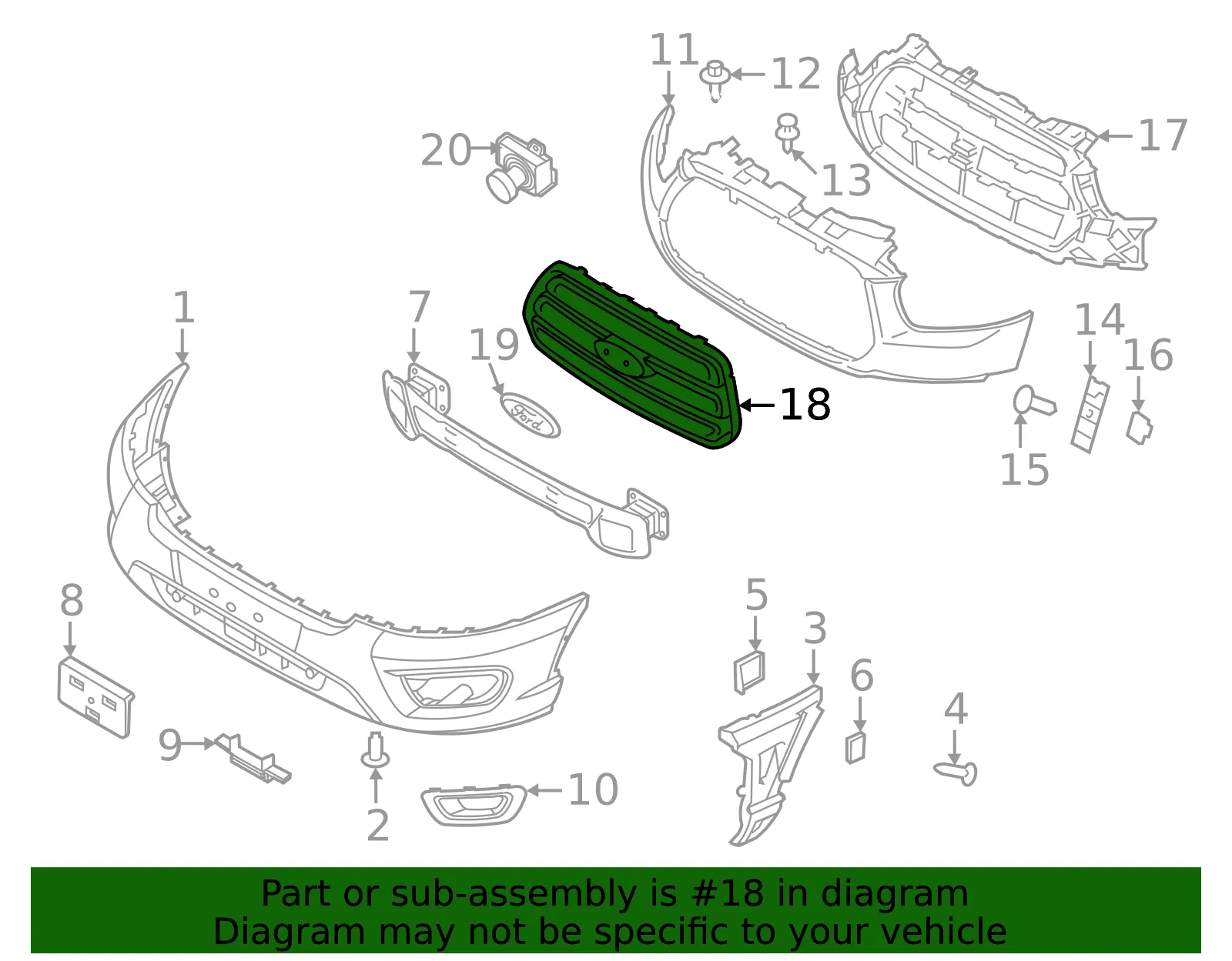 Grille - Ford (lk4z17b968ca) - view 3