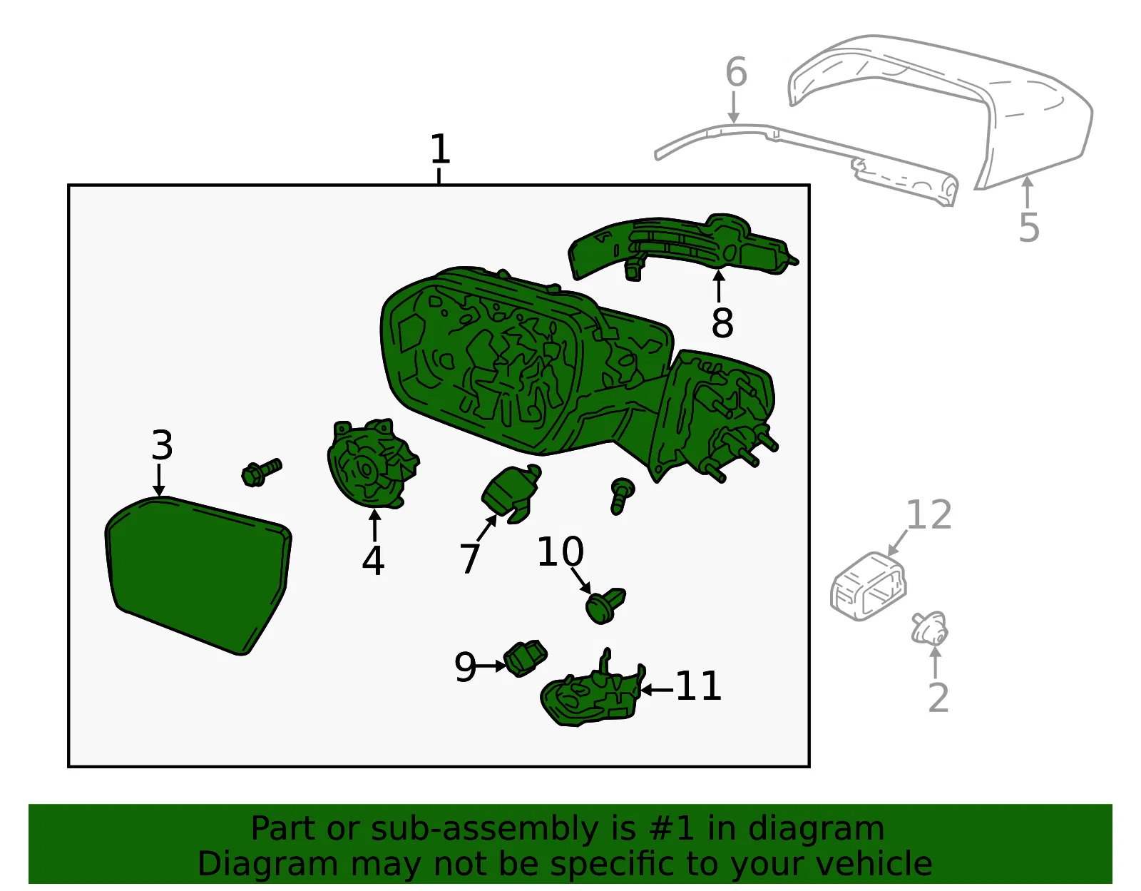 Mirror Assembly Rear View Outer - Ford (ll7z17682bb) - view 3