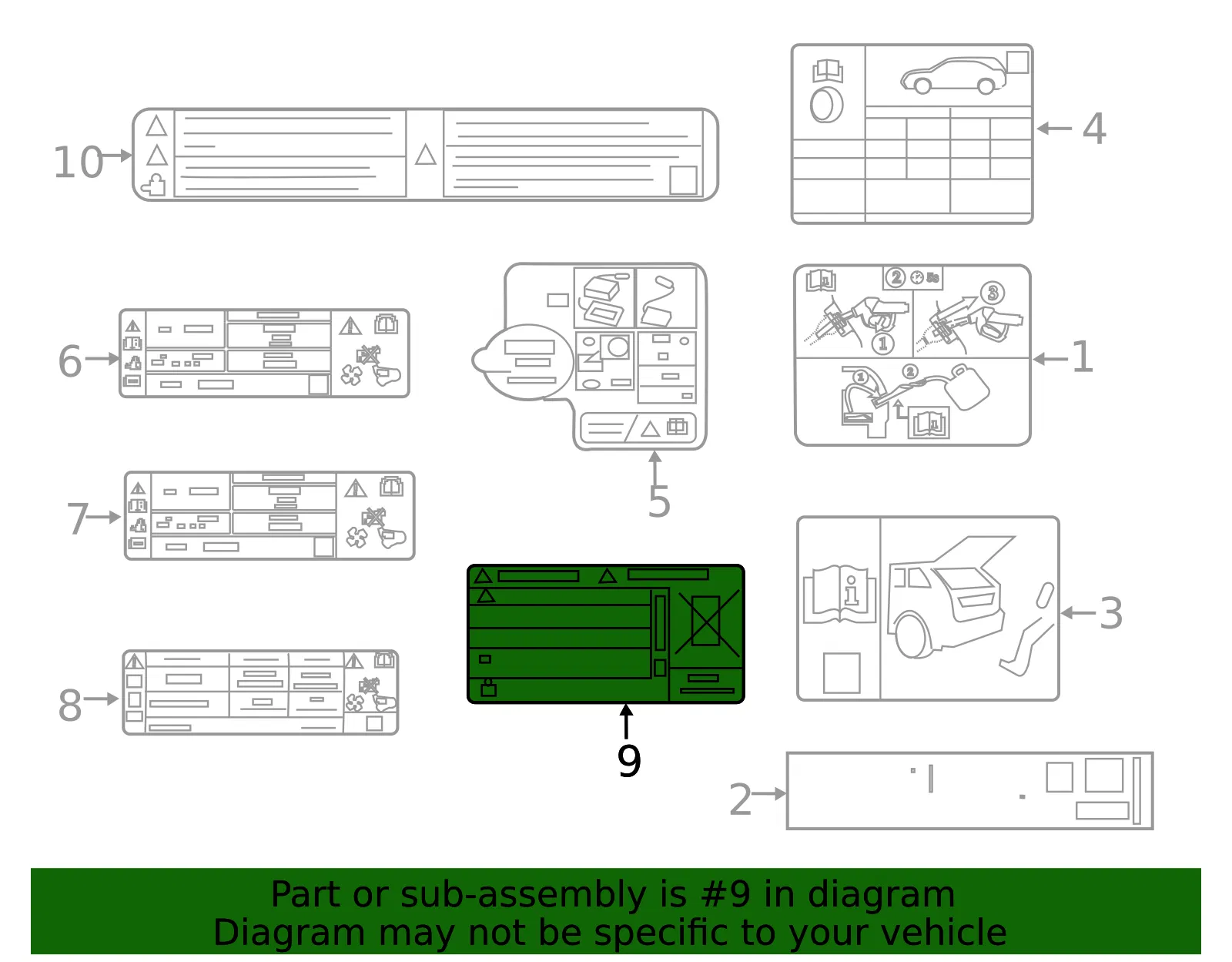 Hybrid High Voltage Information Label - Ford (lu5z5400014a) - view 3