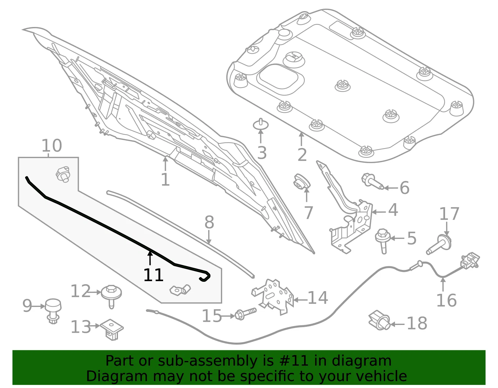 Hood / Trunk Prop Rod - Ford (m2dz16826a) - view 4