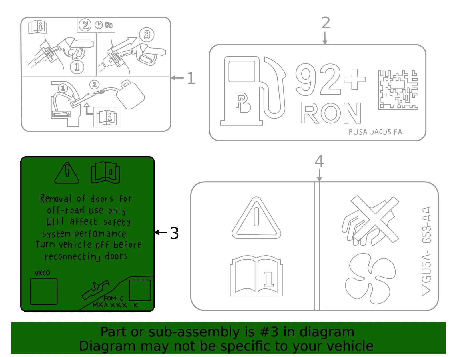 Caution Label - Ford (m2dz5400014g) - view 4