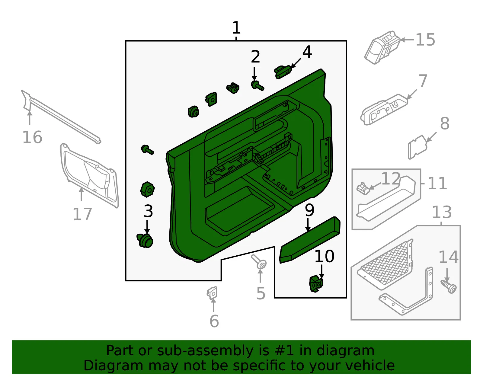 Door Interior Trim Panel - Ford (m2dz7823943bd) - view 3