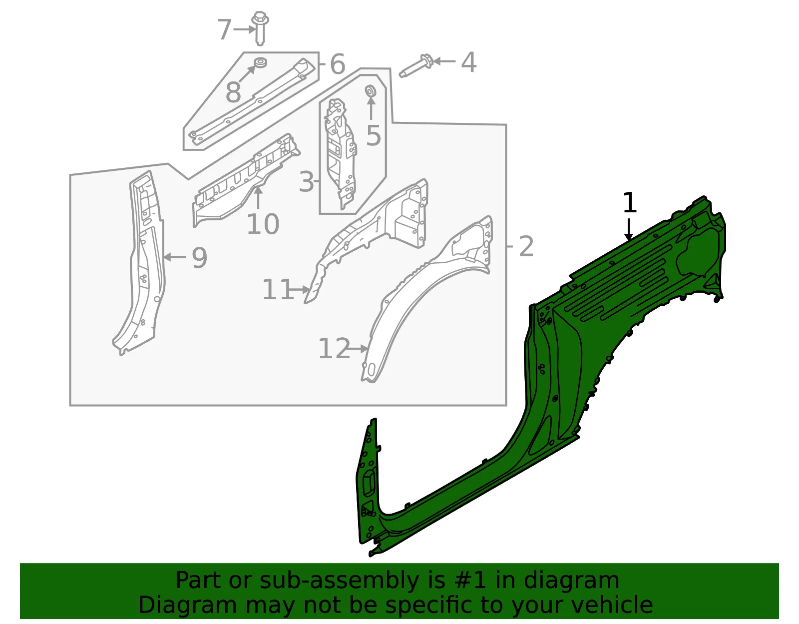 Inner Quarter Panel - Ford (m2dz9827847a) - view 3