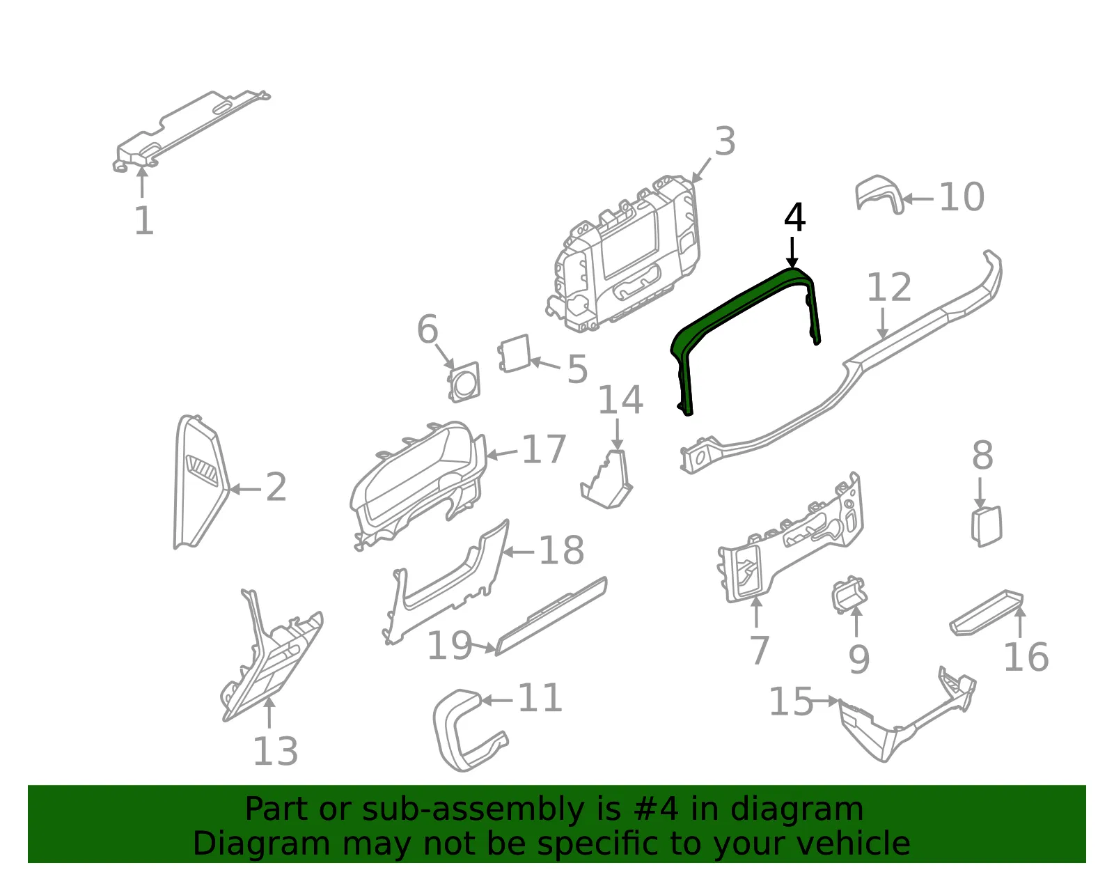 Upper Molding - Ford (ml3z15046a62cb) - view 3