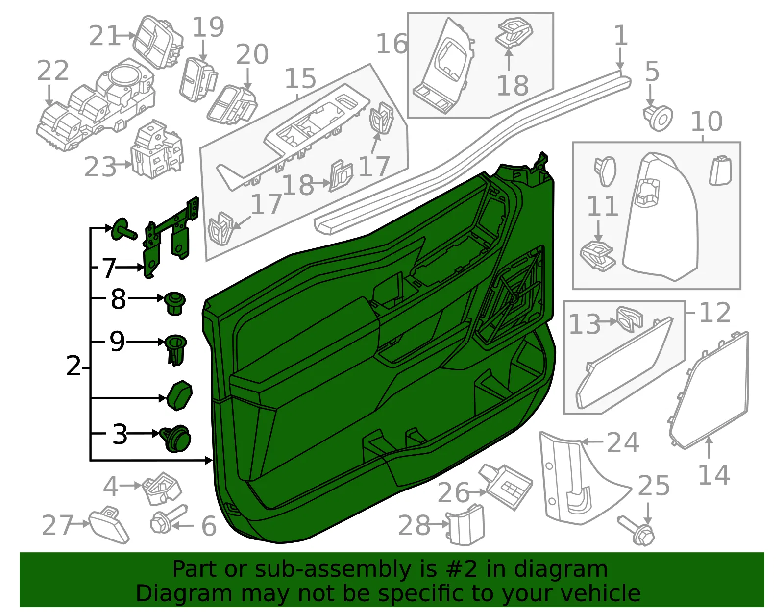 Door Interior Trim Panel - Ford (ml3z1623942bf) - view 3