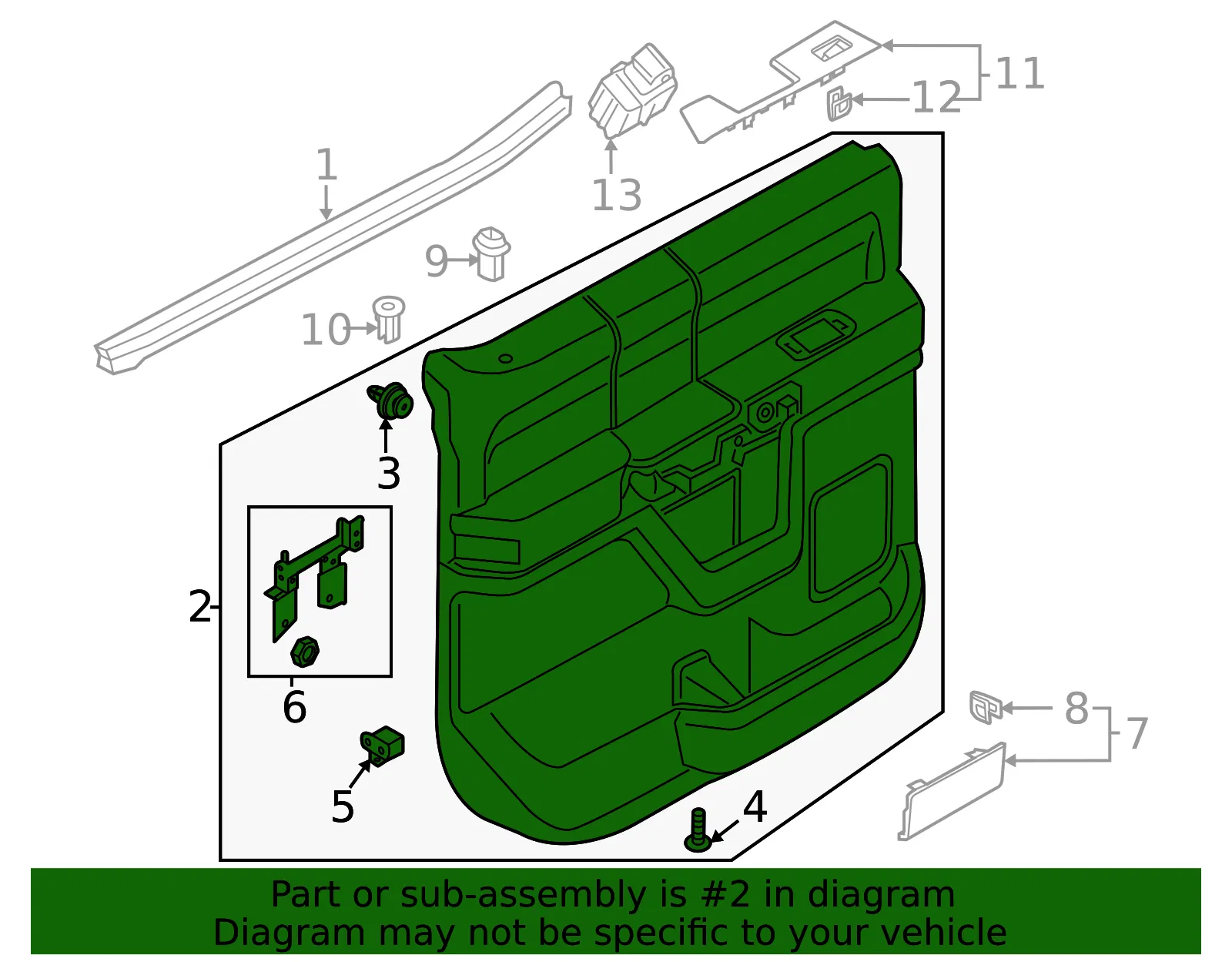 Door Interior Trim Panel - Ford (ml3z1627410fa) - view 2