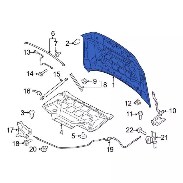 Hood Panel - Ford (ml3z16612d) - view 2