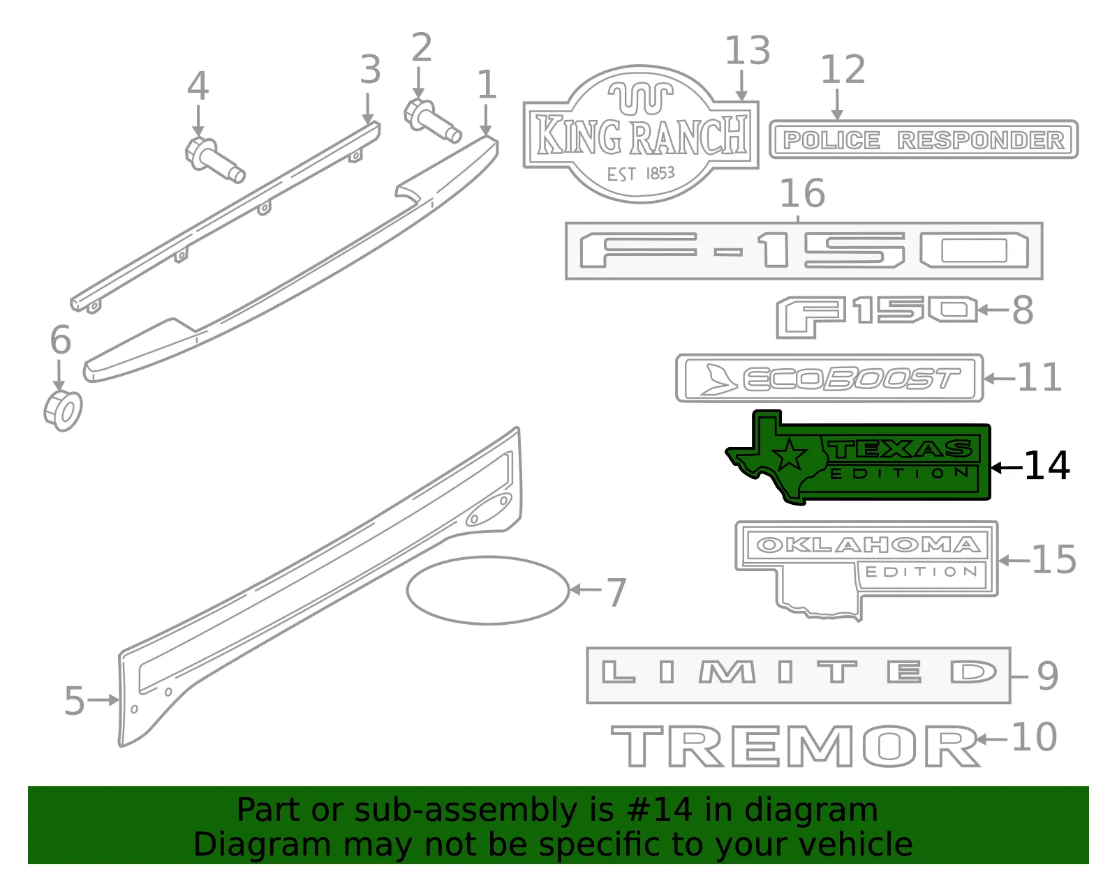 Tailgate Emblem - Ford (ml3z8442528a) - view 4