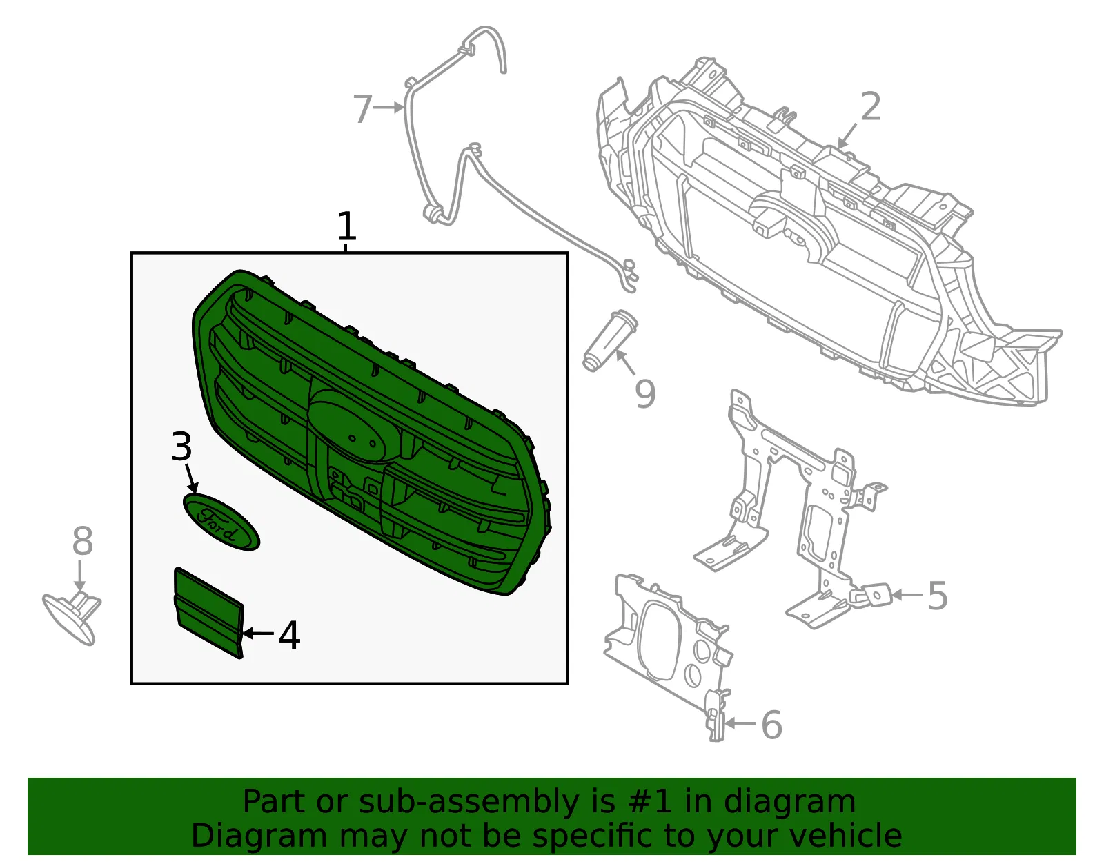 Grille Assembly - Ford (nk4z17b968ad) - view 3