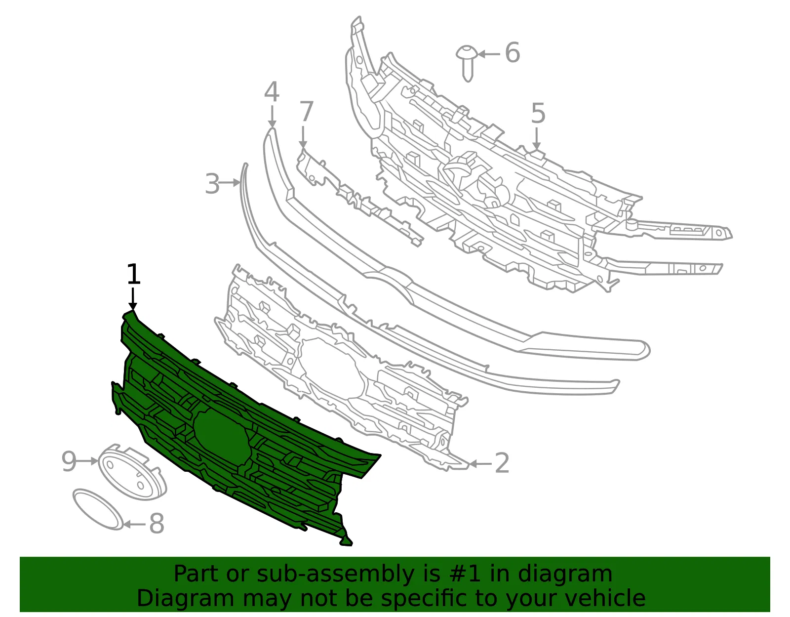 Outer Grille - Ford (nl1z99022a68captm) - view 3