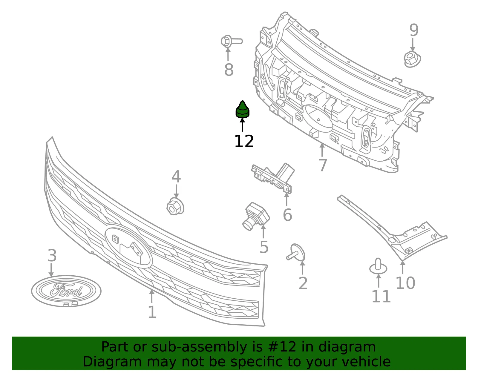 Hood Stop Buffer - Ford (nl3z16758a) - view 3