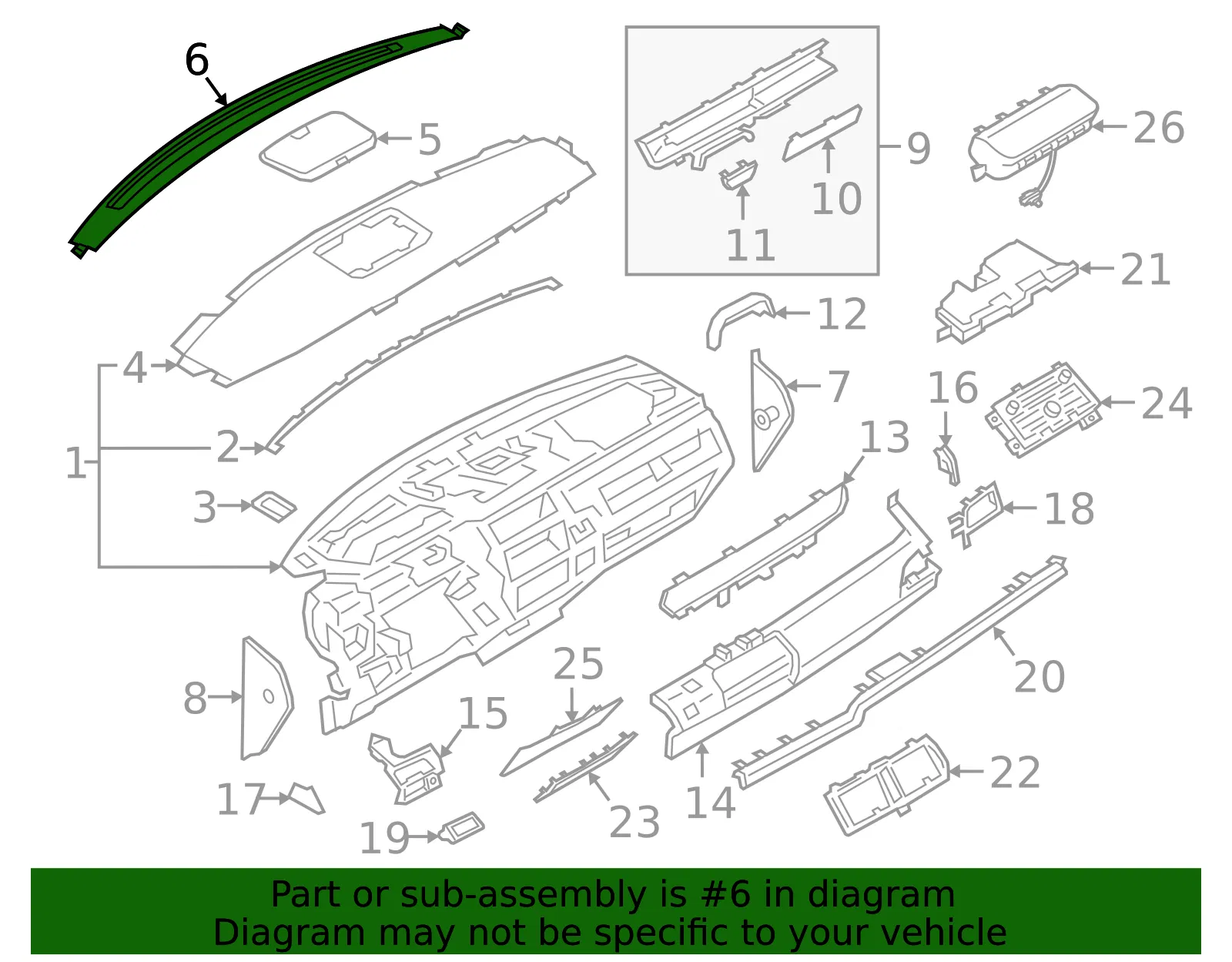 Defroster Grille - Ford (nl7z78044e82bd) - view 2