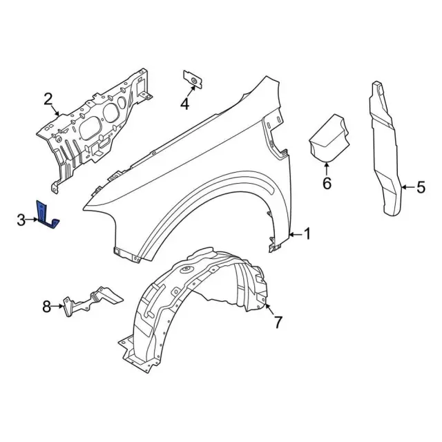 Fender Bracket - Ford (nz6z16c199a) - view 10