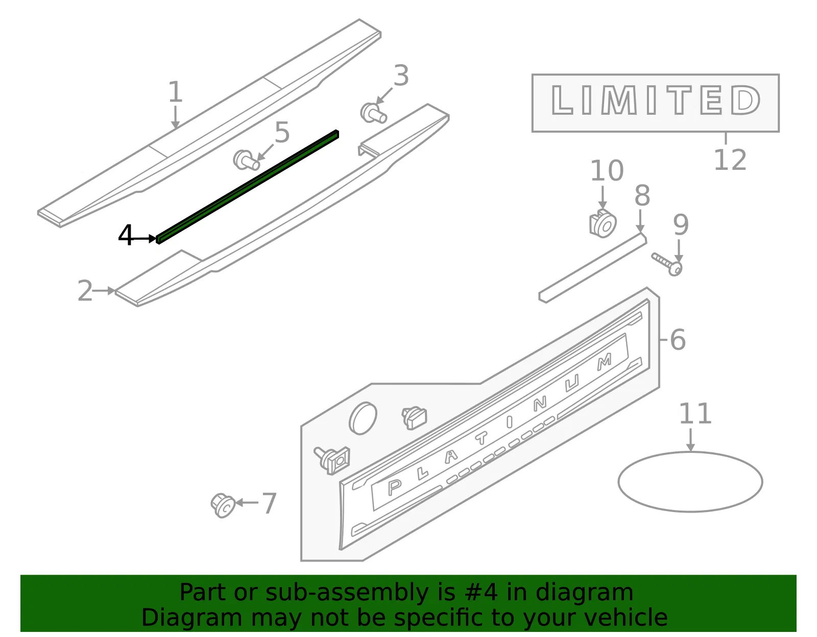 Tailgate Molding - Ford (pc3z1040602aa) - view 3