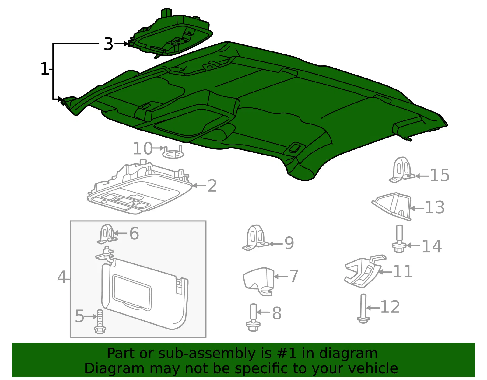 Headliner - Ford (pc3z1051968bb) - view 2