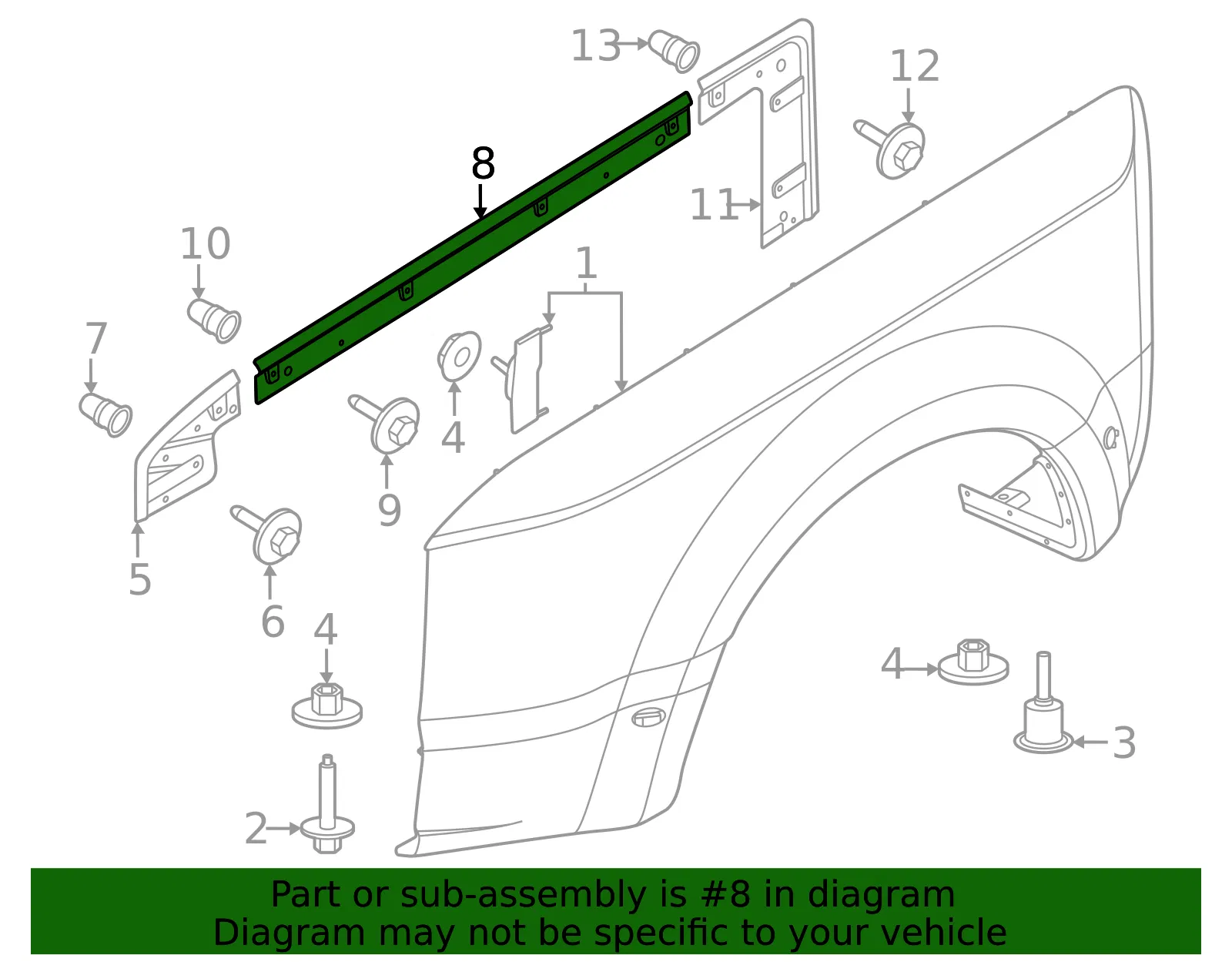 Fender Flare Bracket - Ford (pc3z16b292e) - view 2