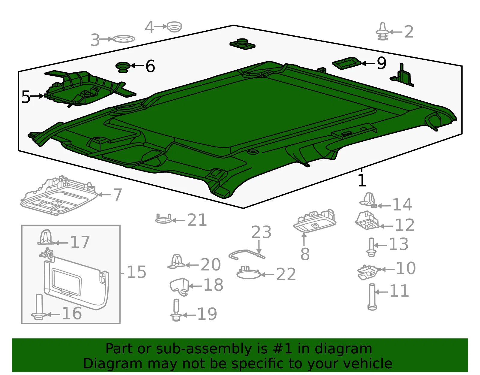 Headliner - Ford (pc3z2651968ma) - view 2