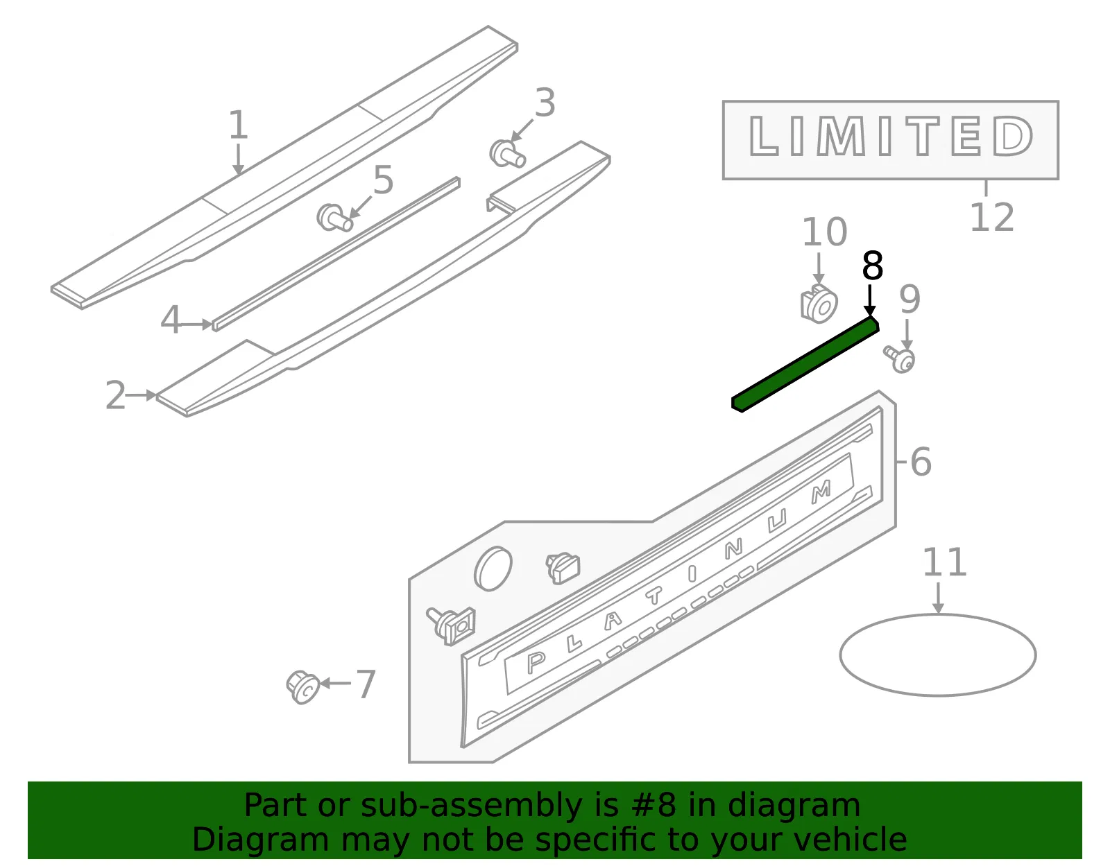 Tailgate Molding - Ford (pc3z28403b22aa) - view 3
