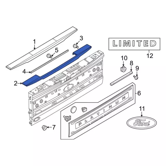 Tail Gate Molding - Ford (pc3z2841018ab) - view 2